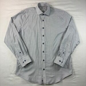 Twillory Dress Shirt Mens 16.5 34/35 Non-Iron Safe Cotton Blue White Tailored